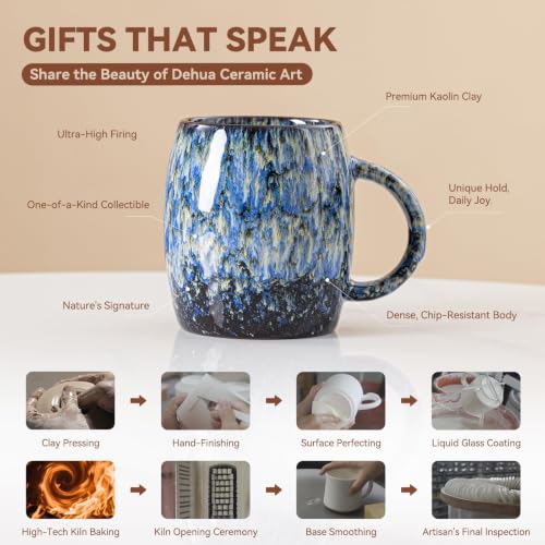 XIYUANJI Stormy Coast Resilience Ceramic Mug 14oz Handcrafted Gift for Him