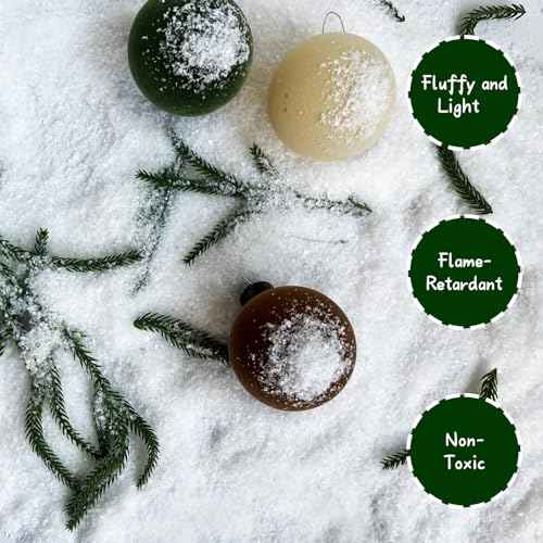 Fake Snow 320g (12OZ) - Artificial Snow Flakes & Faux Snow Decor for Christmas Snowflake Decorations Tree, Crafts, Village, Nieve Artificial para ?bol de Navidad.