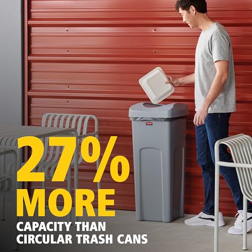 Square Trash Can with Swing Top Lid - 23-Gallon Outdoor Waste Container
