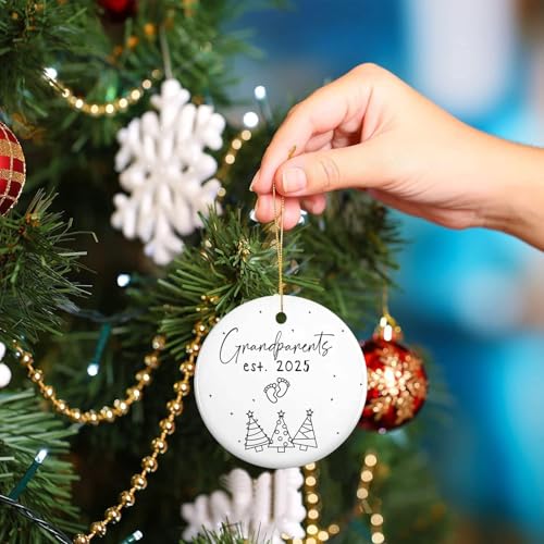 Grandparents' First Time Gifts - Grandma & Grandpa Ornament - Ceramic Christmas Ornament 2025