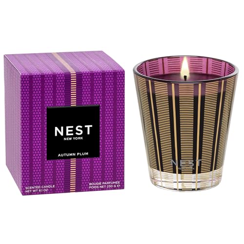Nest New York Autumn Plum Scented Candle 8.1 oz - Long Burn Time, Reusable Glass