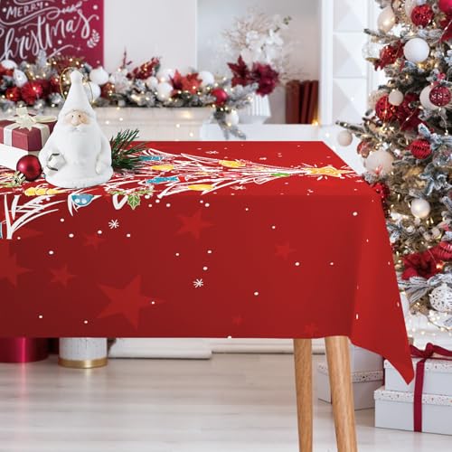 Big Christmas Tree Rectangle Tablecloth 84x60 Inch Holiday Decor Washable