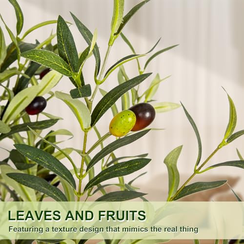 White 6ft Faux Olive Tree with Planter - Indoor Artificial Plant for Home Office Decor