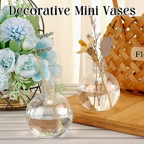 Plastic Potion Bottles with Cork - 30 Pcs 6 Oz Ball Shape DIY Craft Decor - Wood/Cork Variation
