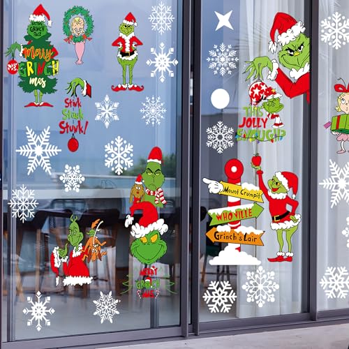 Christmas Window Clings Decorations for Glass Windows Winter Stickers