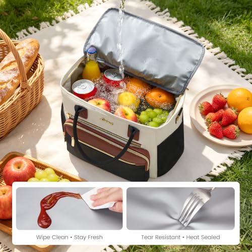 LOVEVOOK Large Insulated Lunch Bag for Women - Black, 13L Cooler Tote
