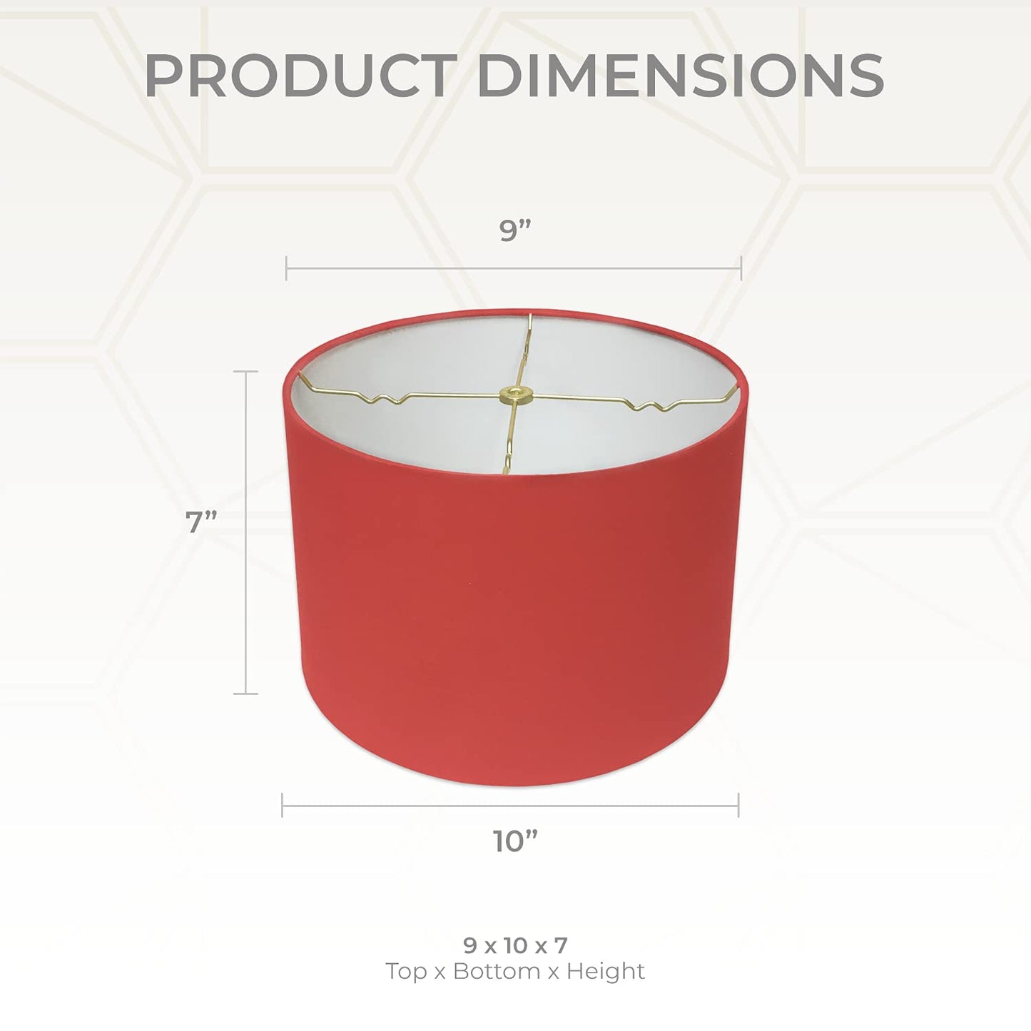 Royal Designs, Inc. Shallow Drum Hardback Lamp Shade, HB-610-10RED, Red, 9 x 10 x 7