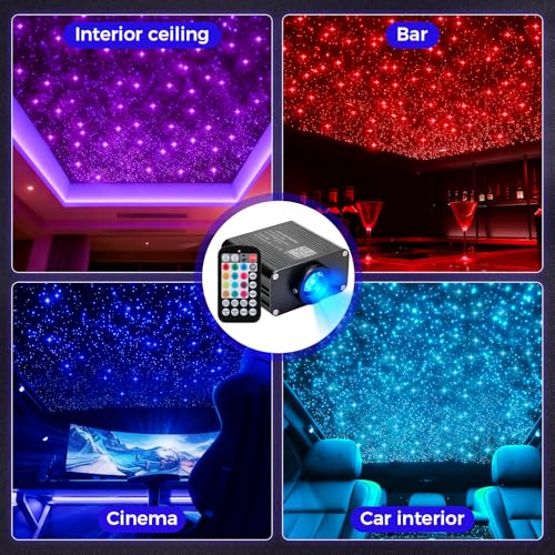 GEARPASS 500pcs Fiber Optic Star Lights Kit with APP Control, 9.8ft Length, Twinkle RGBW LEDs for Car Headliner