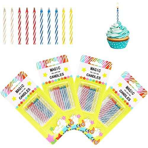Magic Trick Relighting Candle, 40 Packs Birthday Candles Fun Prank Kit Cake Tricks and Decorations for Birthday, Party, Christmas, Celebration (Multi, 40Pieces)