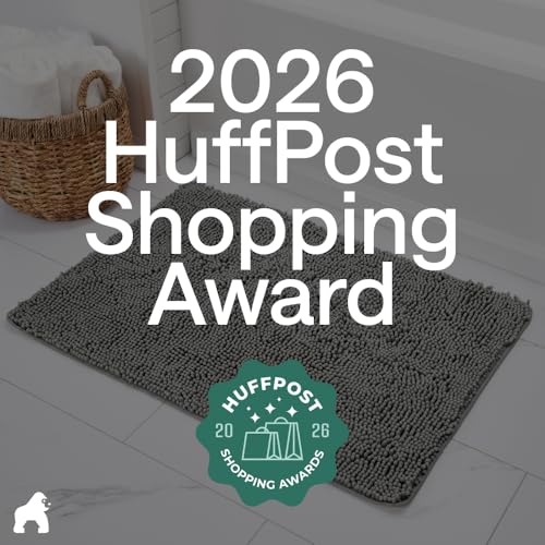 GORILLA GRIP Gray 48x24 Inch Absorbent Chenille Bath Rug Mat - Ultra Soft & Quick-Drying