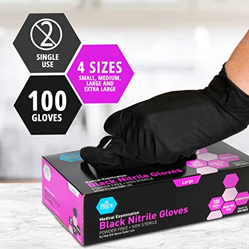 MED PRIDE Black Nitrile Gloves - 4 Mil Powder-Free, Medium, 1000-Count Variation of THIS listing