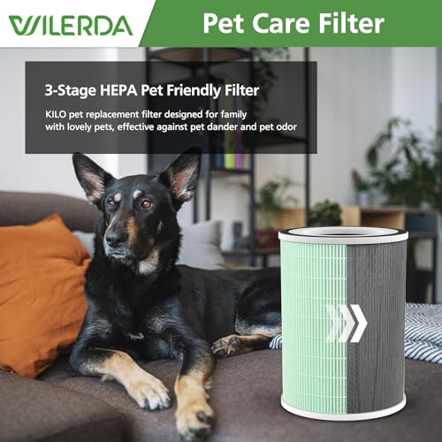 WILERDA Green KILO Pet Filter for Afloia KILO/KILO PRO/MIRO Air Purifiers - 2 Pack