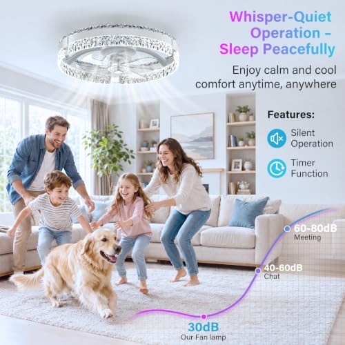 20-Inch Low Profile Ceiling Fan with RGB Lights & Remote Control