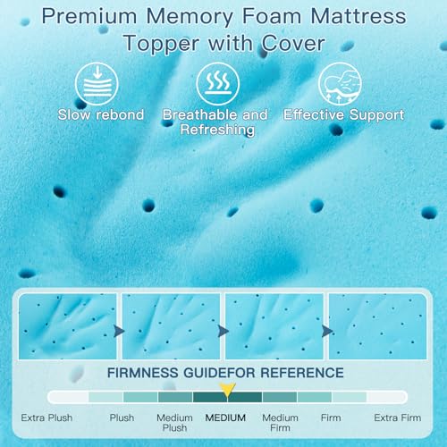Airensky Full Size 3 Inch Gel Memory Foam Mattress Topper - Cooling, High Density, White Cover
