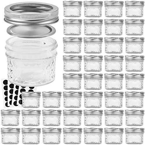 40 Pack Mason Jars with Lids - 4oz Canning Jelly Jars, Food Grade, Vintage Style