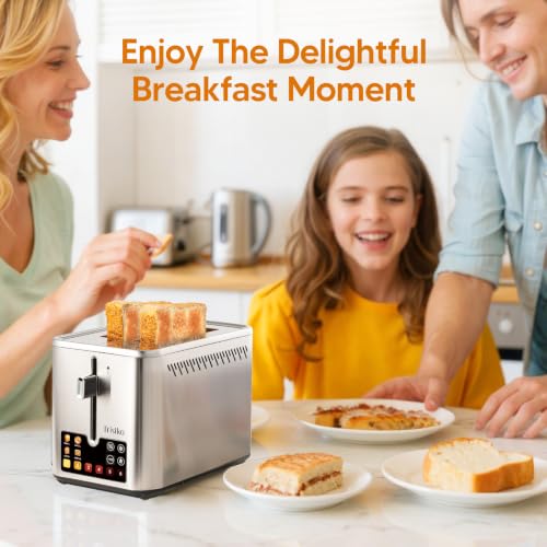 Stainless Steel 2 Slice Touch Screen Toaster with Wide Slots and Digital Timer - Trisiko