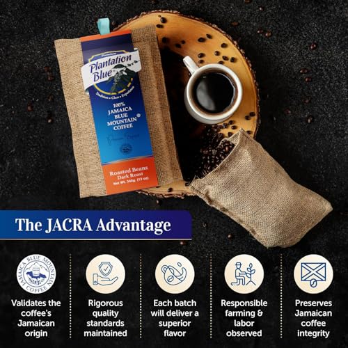 Blue Mountain Coffee Whole Beans Dark Roast 12 oz - Premium Jamaican Coffee