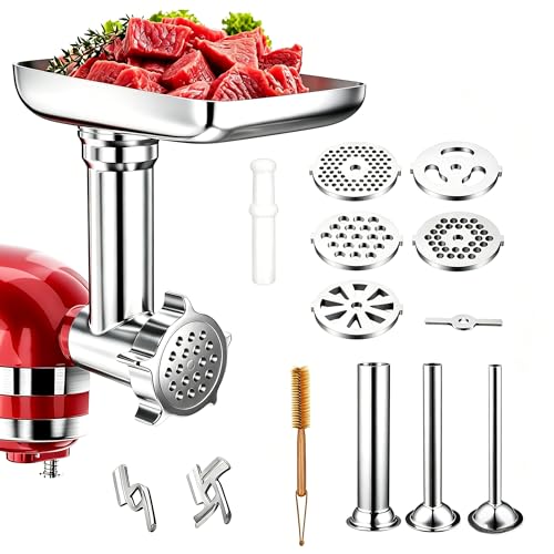 Stainless Steel Meat Grinder Attachment for KitchenAid Mixer - Dishwasher Safe