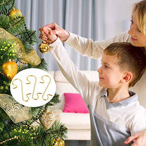 Tatuo 201 Pieces Christmas Ornament Hooks Ornament Hangers Xmas Metal Wire Hooks with Storage Box for Christmas Tree Decoration (Gold)