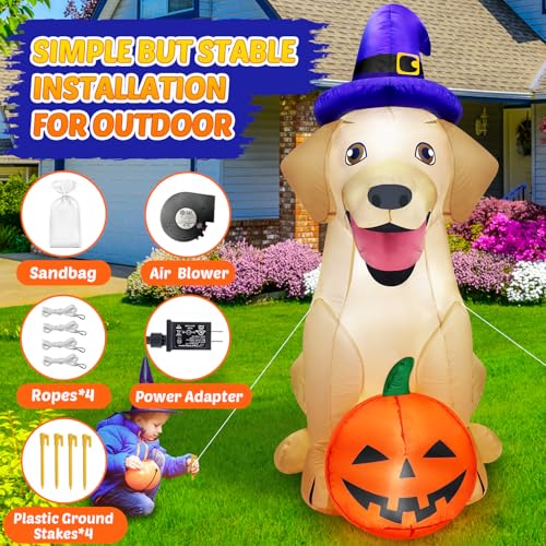 5Ft Halloween Inflatable Dog Decor with LED Lights Outdoor Yard Decoration