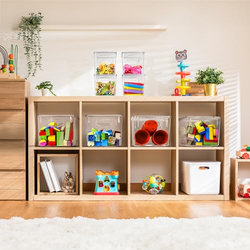 Sorbus Large 8-Pack Clear Toy Storage Bins with Lids - Stackable, Household Organization