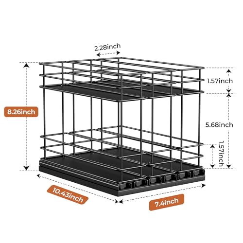 Black Mystozer Pull Out Spice Rack Organizer for Cabinets, 3 Drawers 7.4"