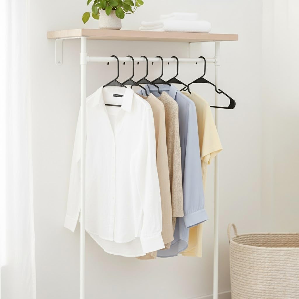 Utopia Home Plastic Hangers - Space-Saving Non-Slip Clothes Hangers | 50 Pack in Black for Closet Organization