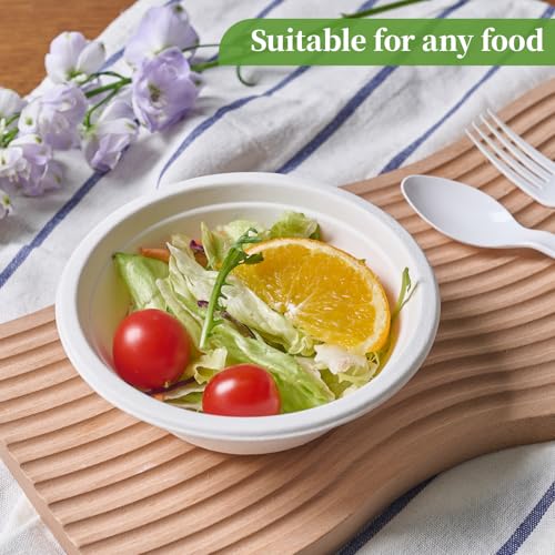 Disposable Paper Bowls 12 oz Compostable Heavy Duty 500 Pack - White