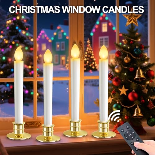 OCATO White Christmas Window Candles Lights Battery Operated 10 Pack with Remote & Timer