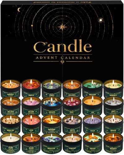 Black Healing Candle Advent Calendar 2026 with 24 Scented Soy Candles for Women