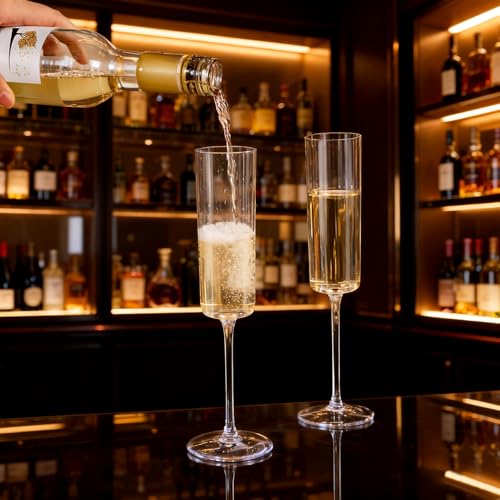 Ciaell 24 Pack 6 oz Clear Plastic Champagne Flutes for Weddings & Celebrations
