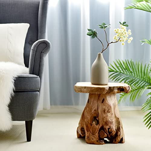 Natural Cedar Stump Side Table - Live Edge Mushroom Stool, 14 Inch
