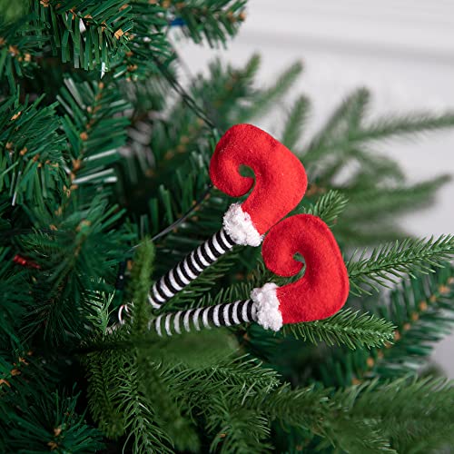 6 Pcs Christmas Elf Legs Tree Ornaments with Fixed Wire, Festive Decor