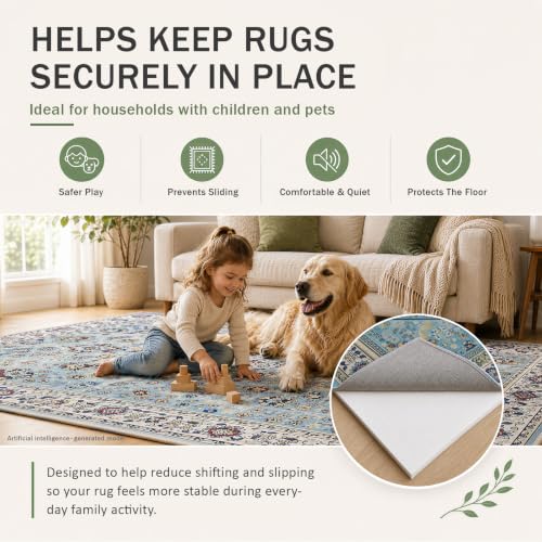 Non Slip Cushioned Rug Pads Carpet Padding 8x10 Ft, 1/4 inch Thick