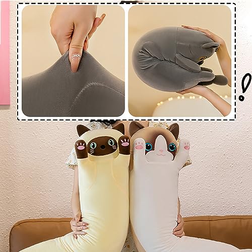 Long Cat Plush Pillow - Soft Cat Stuffed Animals Pillow Long Cats Pillow Plush for Kids Adult, for Birthday Christmas Valentine's Day ((Yellow,50cm/19.7in))