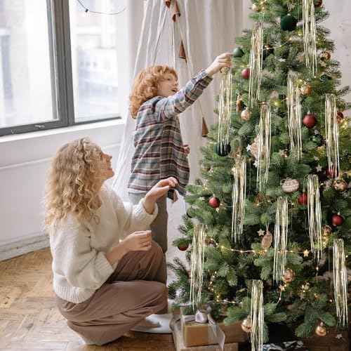 Tinsel Icicles 4000 Strands Metallic Gold Tinsel Christmas Tree Streamer Party Decoration 18 Inch Tinsel for Christmas Tree Icicles Indoor Outdoor Xmas New Year Disco Birthday Party Supplies