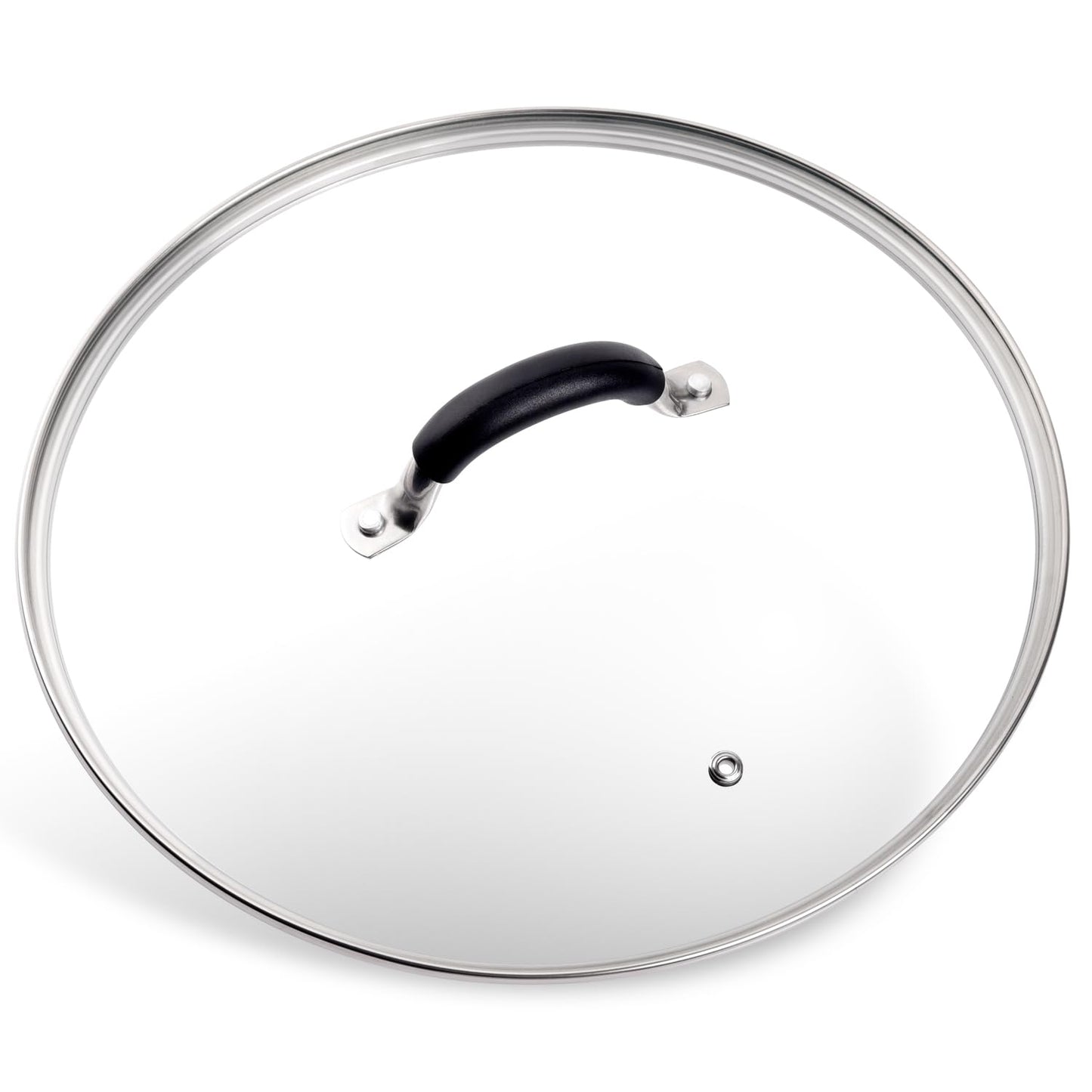 12 Inch Tempered Glass Lid for Lodge 12" Cast Iron Skillets & 7QT Dutch Ovens - Pre-Assembled Riveted Handle with Heat-Resistant Silicone Cover,Steam Vent Hole Design