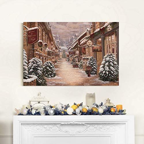 Renditions Gallery Christmas Village Wall Art - 36 x 24 Inch Winter Wonderland Canvas Decor, Ready to Hang