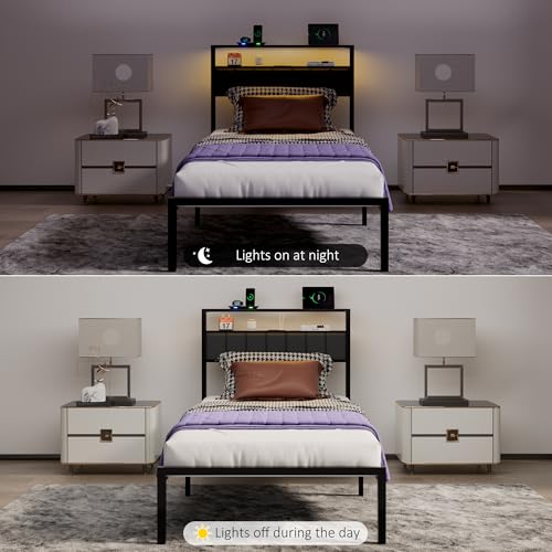 Twin Bed Frame with Charging Station & LED Lights - Casual Variation