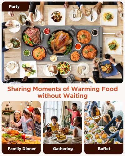 Food Warming Mat XXL 36 x 16 Inch Gray for Buffets & Parties