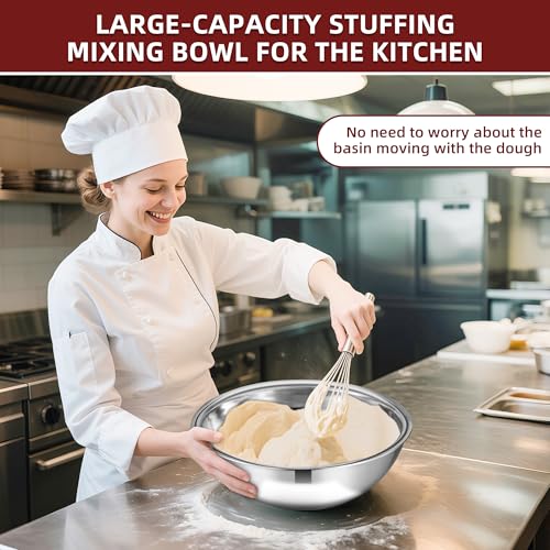TreeHac 6-Piece Stainless Steel Mixing Bowls Set - 13 Inch, 7 Qt Large Capacity