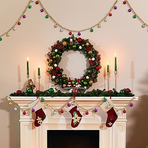 16ft Christmas Ball Garland Tinsel Decor for Holiday & Party Decorations