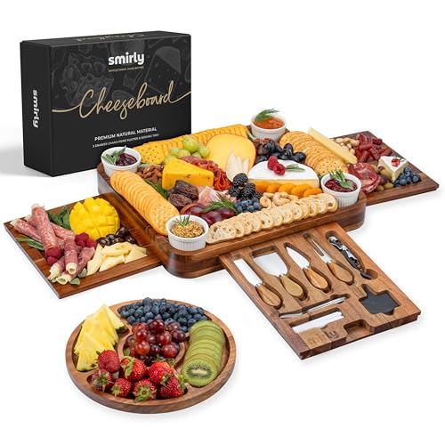 Large Acacia Charcuterie Boards Set 15.7 x 13.3 Inches with Accessories