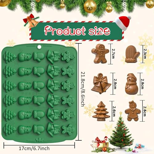 VICDUEKG Christmas Silicone Mold 2-Pack - Gingerbread Man, Tree, Snowman, Socks, Candy & More