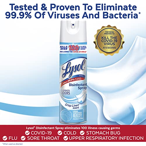 Disinfectant Spray with Crisp Linen Scent - Pack of 8, 4.75 Fl Oz Each