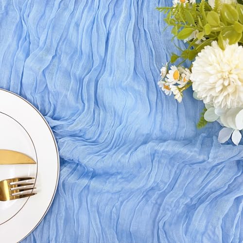 Baby Blue Cheesecloth Table Runner 10FT for Wedding Baby Shower Rustic Decor