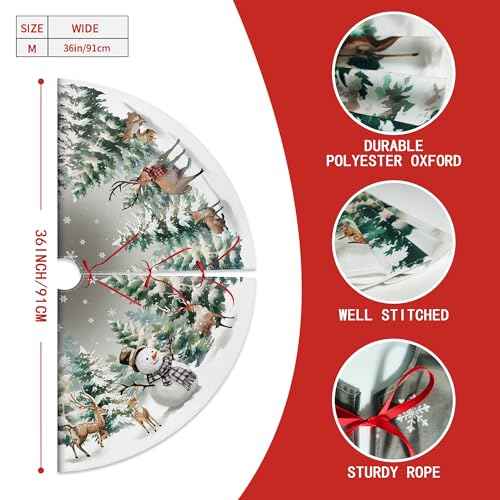 Christmas Tree Skirt 36 Inch, Christmas Tree Ornaments, Rustic Xmas Tree Snowman Skirts Mat for Home Decor Xmas Party Tree Holiday Decorations Indoor