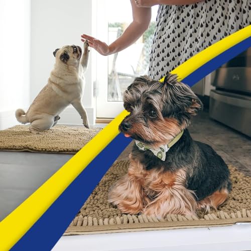 Beige Microfiber Door Mat and Pet Rug 4-Piece Absorbent Non-Slip Bath Kitchen