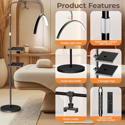 Dimmable Half Moon Floor Lamp for Salon & Home Esthetic Lighting