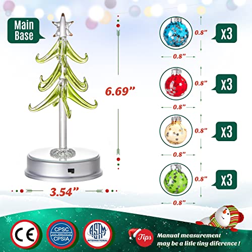 Lighted Mini Glass Christmas Tree 2-pack Tabletop Decor — 6.69 Inch